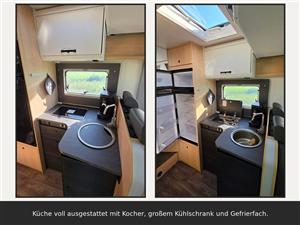 Küchenutensilien und Küchenbereich im Pandamobil